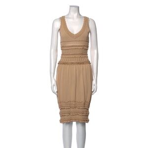 Alaïa V-Neck Midi Length Dress